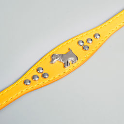 Ошейник-селедка со щенком, 29-32 х 2,5 см, искусственная кожа, желтый - Пижон фото 4