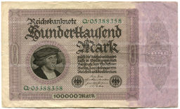 Банкнота 100000 марок 1923 года Германия