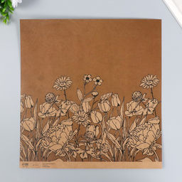 Цена за 5 шт. Бумага для скрапбукинга двусторонняя крафт Какао и цветы, плотность 180 г, 30.5?32 см