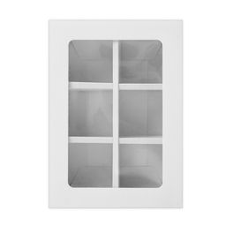 Цена за 2 шт. Коробка для 6 конфет с окном, белая, 13.7×9.85×3.85 см