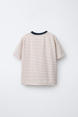 STRIPED T-SHIRT WITH CONTRAST NECKLINE - Zara фото 2