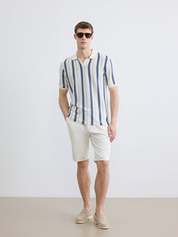 Polo Yaka ?izgili Havlu Kuma? Erkek Ti??rt