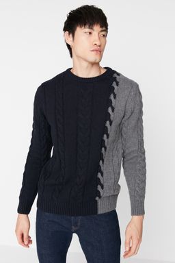 TRENDYOL MAN Limited Edition Antrasit Slim Fit Yunlu Bisiklet Yaka Sac Orgu Triko Kazak TMNAW22KZ2079 - Trendyolmilla фото 6