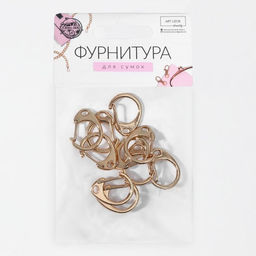 Цена за 2 шт. Карабин металлический Круг, d = 14 мм, 22 15 мм, 10 шт, цвет золотой - Арт узор фото 4