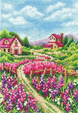 Набор для вышивания Сделай своими руками П-67 Пейзаж с люпинами 13.5 х 20 см
