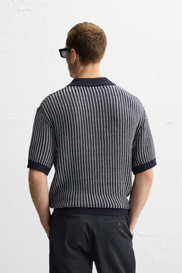 CONTRASTING RIBBED KNIT POLO SHIRT - Zara фото 3