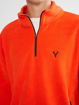 Fermuarl? Dik Yaka Uzun Kollu Erkek Sweatshirt