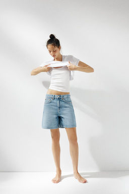 TRF MID-RISE DENIM BERMUDA SHORTS