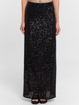 Юбка женская макси черная с пайетками черный 152798 - Mark formelle фото 4