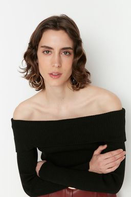 Tas Super Crop Carmen Yaka Triko Kazak TWOAW22KZ1897 - Trendyolmilla фото 11