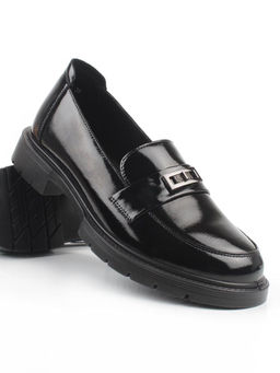 03-PDHL243-1 BLACK Лоферы женские (натуральная кожа)