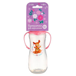 Бутылочка для кормления M&B «Оленята: мамы и малыши», классическое горло, с ручками, от 0 мес., 250 мл., приталенная