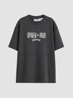 Bisiklet Yaka Spider-Man Bask?l? Erkek ?ocuk Ti??rt