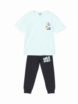 Bisiklet Yaka Bask?l? Erkek ?ocuk Pijama Tak?m