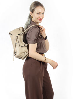 LACCOMA сумка АЛ3093-бежевый натуральная кожа хлопок  фото 4