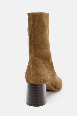 SPLIT SUEDE BLOCK HEEL ANKLE BOOTS - Zara фото 5