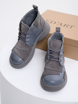 Ботинки EDART 305.927gr. Серая вакса+серый замок замша/мех фото 15