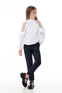 Синие школьные брюки для девочки Mooriposh, модель 0415