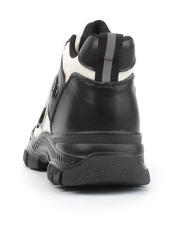 05-P51-1Z WHITE/BLACK Кроссовки женские зимние (натуральная и искусственная кожа, шерсть)
