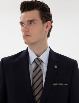 Lacivert Slim Fit Y_n Tak_m Elbise