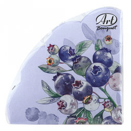 Салфетки бумажные "Art Bouquet Rondo" д32см, 3-х слойные, 12 штук в упаковке, 100% целлюлоза, "Черника. Голубой фон" (Россия)