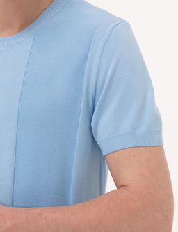 A__k Mavi Slim Fit Bisiklet Yaka Triko Ti__rt