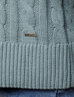 Свитер фактурной вязки с узором косы - Vilatte фото 2