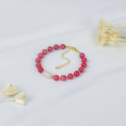 Браслет из Родонита и Розового кварца 18 см +