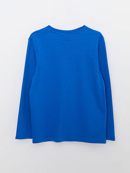 Bisiklet Yaka Real Madrid Bask?l? Uzun Kollu Erkek ?ocuk Ti??rt - Waikiki фото 2