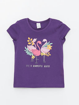 Bisiklet Yaka K?sa Kollu Bask?l? K?z Bebek Ti??rt