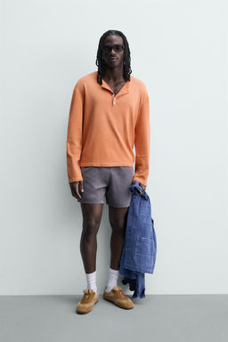 CAMISETA RELAXED FIT CUELLO PANADERO / Naranja