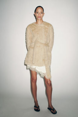 ZW COLLECTION FAUX FUR BELTED JACKET