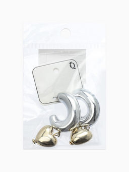 Серьги "Новый стиль", сердечки, цвет серебристо-золотистый d3см