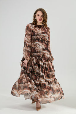 Костюм NIKVA н1022-1 шоколад и тигровая абстракция  фото 7