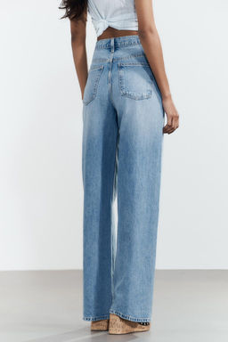 HIGH-WAIST TRF WIDE-LEG CROSSOVER WAIST JEANS - Zara фото 5