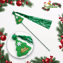 Дразнилка для кошек с бубенчиком Новогодняя ёлка, 30 см