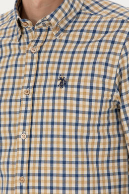 Мужская рубашка песочного цвета с длинным рукавом - U.s. polo assn фото 21