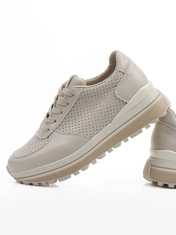 03-A195-5A BEIGE Кроссовки женские (натуральная кожа)