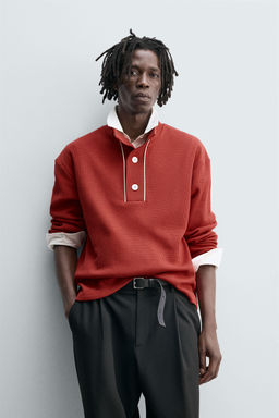 CONTRAST TEXTURED POLO SHIRT - Zara фото 2