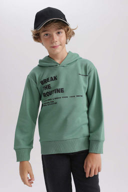 Новая толстовка обычного кроя с капюшоном для мальчиков - Defacto фото 5