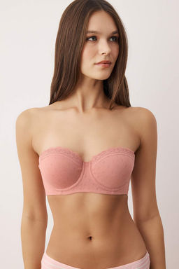 Gul Kurusu Tekli Kaskorse Balenli Dantel Detayl? Duz Sabit Kap Balconette Sutyen THMAW26SU00001