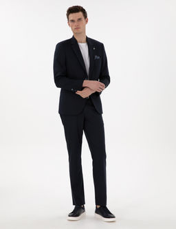 Lacivert Slim Fit Tak_m Elbise