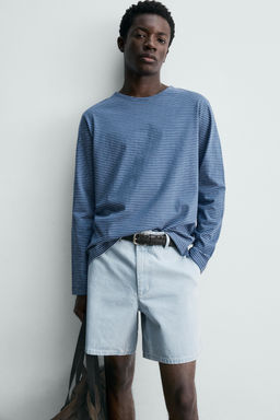 CAMISETA JACQUARD RAYAS / Azul