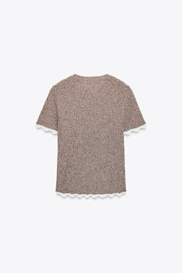 CONTRAST CUT KNIT T-SHIRT - Zara фото 6