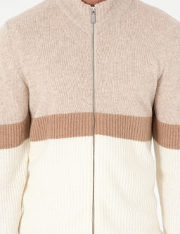 Ekru Regular Fit Y_n Kar___ml_ Fermuarl_ Triko H_rka - Pierre cardin фото 6