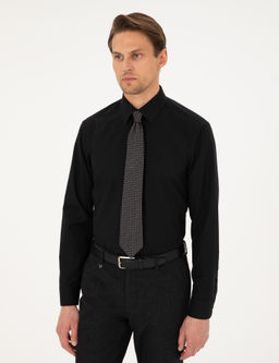 Siyah Regular Fit Uzun Kollu Basic G_mlek