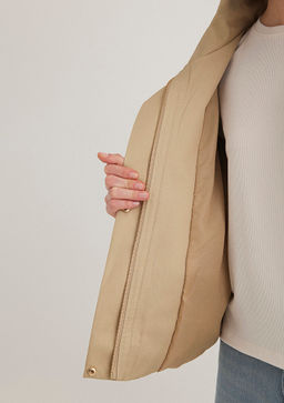 Dik Yaka Bej Ceket - Mavi фото 8