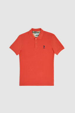 Erkek Slim Fit Polo Yaka Kiremit Basic Ti__rt