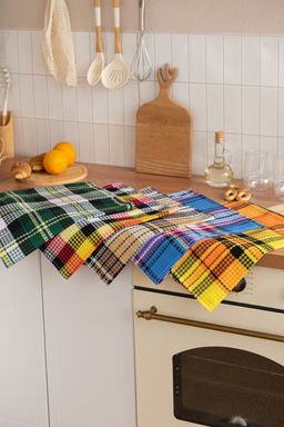 Набор полотенец вафельн."Шотландка" 40*75 см (5шт)