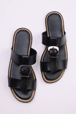 Siyah Kad?n Cift Bantl? Terlik TAKSS26TE00015